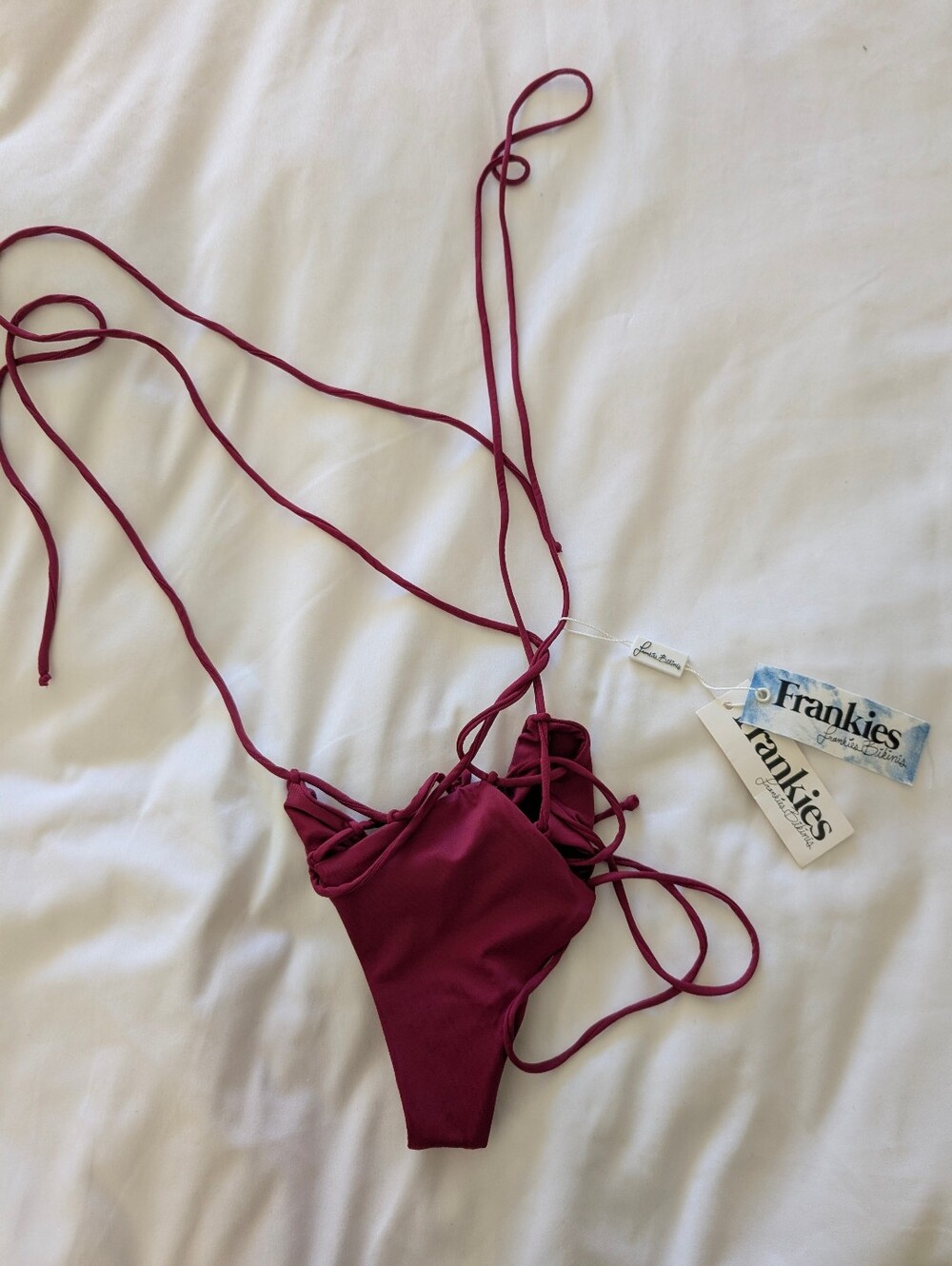 Frankies Bikinis Ayla Bottom Merlot Cheeky Bikini Bottom Sz S NWT